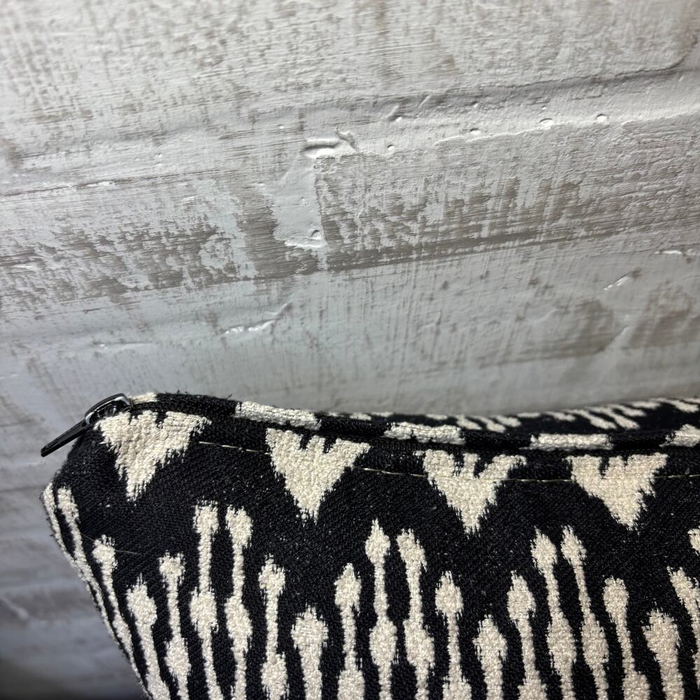 Black and Ivory Geometric Decorative Accent Pillow - Picture 4 of 4